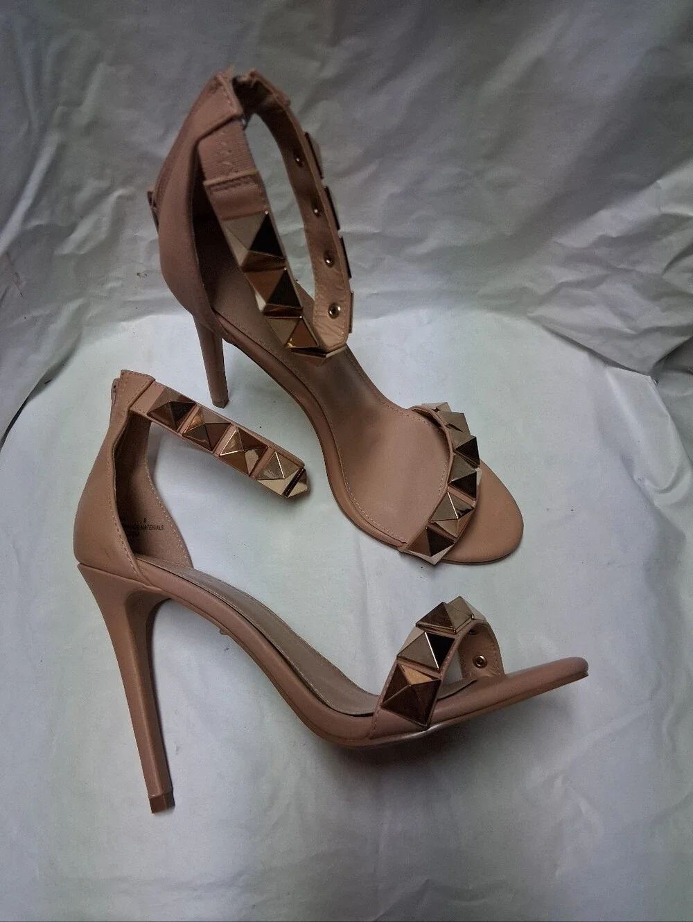 Charlotte Russe Nude Stud Ankle-Strap Stiletto Heels Size 8 NWOT